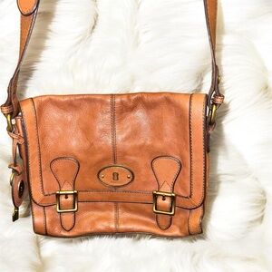 FOSSIL Vintage ReIssue Messenger Bag Rare Genuine Leather Purse Original Key Fob